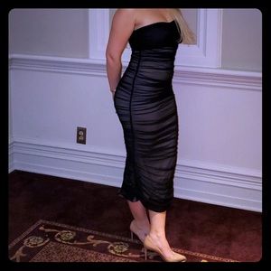 Black Denisse ruched dress.